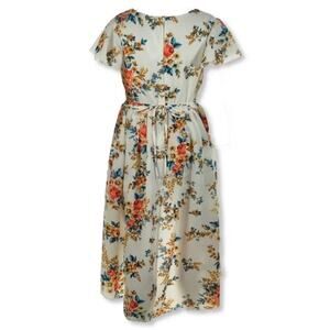 White Floral Short Sleeve Skirted Romper sz 10 Hi-Low Look Romper